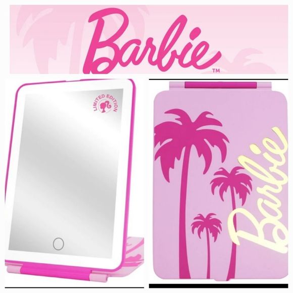 Impressions X Barbie Touch Pad Mini Tri-Tone Makeup Mirror - Picture 1 of 8